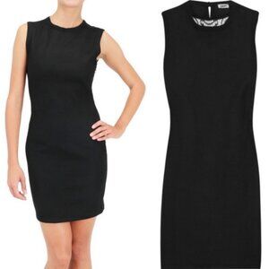 L’Agence Lace Back Shift Dress Black Pencil Sheer Size 6 Mini Sexy Sheer Minimal